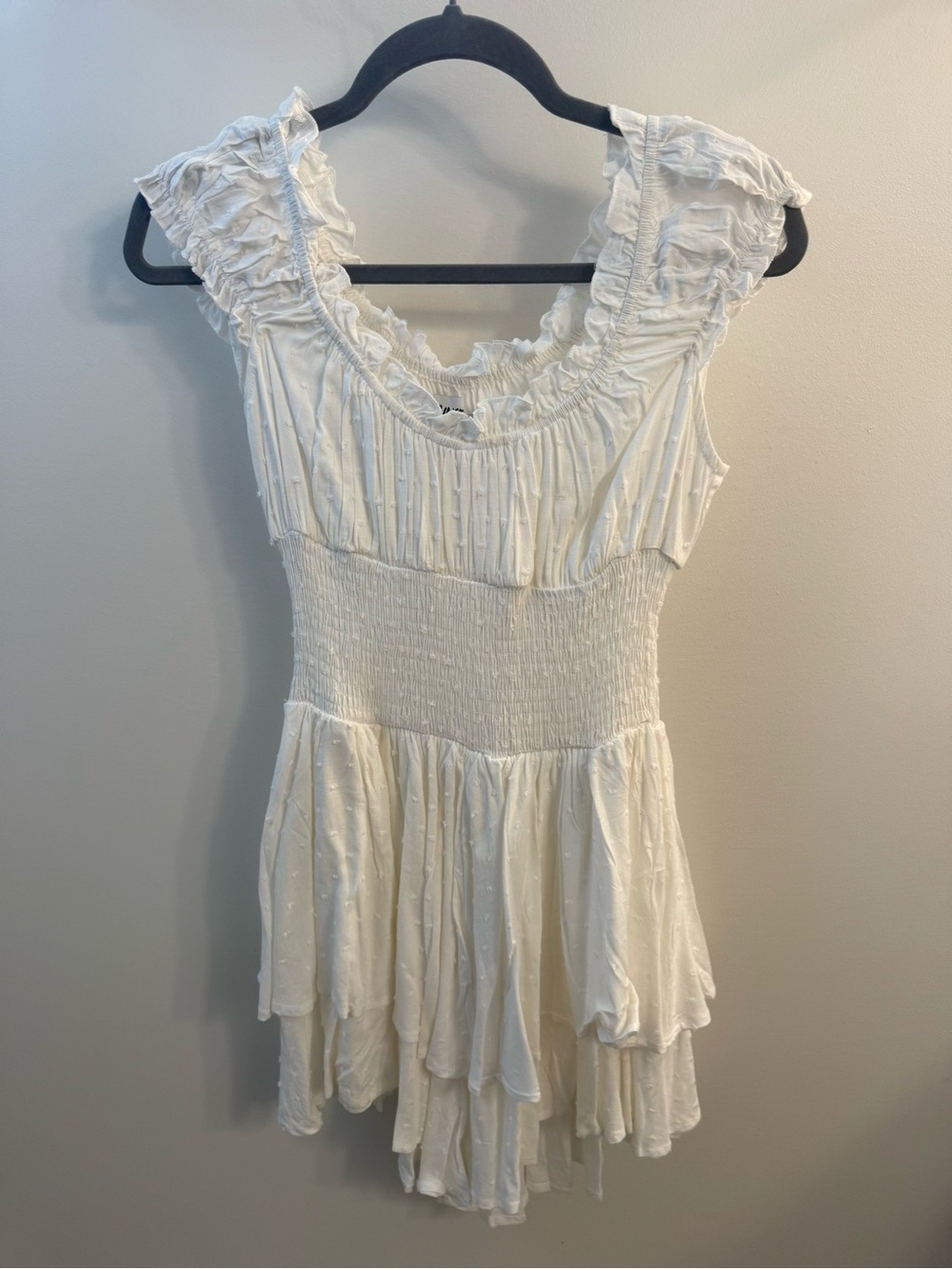 White Ruffled Smocked Romper